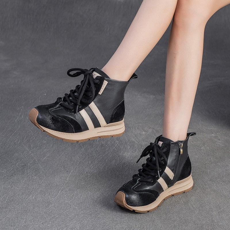 Fashion GKTINOO Genuine Leather Casual Sports Shoes Autumn Winter 2025 New Versatile Lightweight Comfortable And Lace Up Women's Shoes