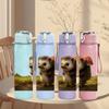 1PC Hedgehog Grass Field Animal Print 750ml Color Plastic Sports Water Bottle Leakproof Flip Straw Lid Suitable for Sports Office Home Use