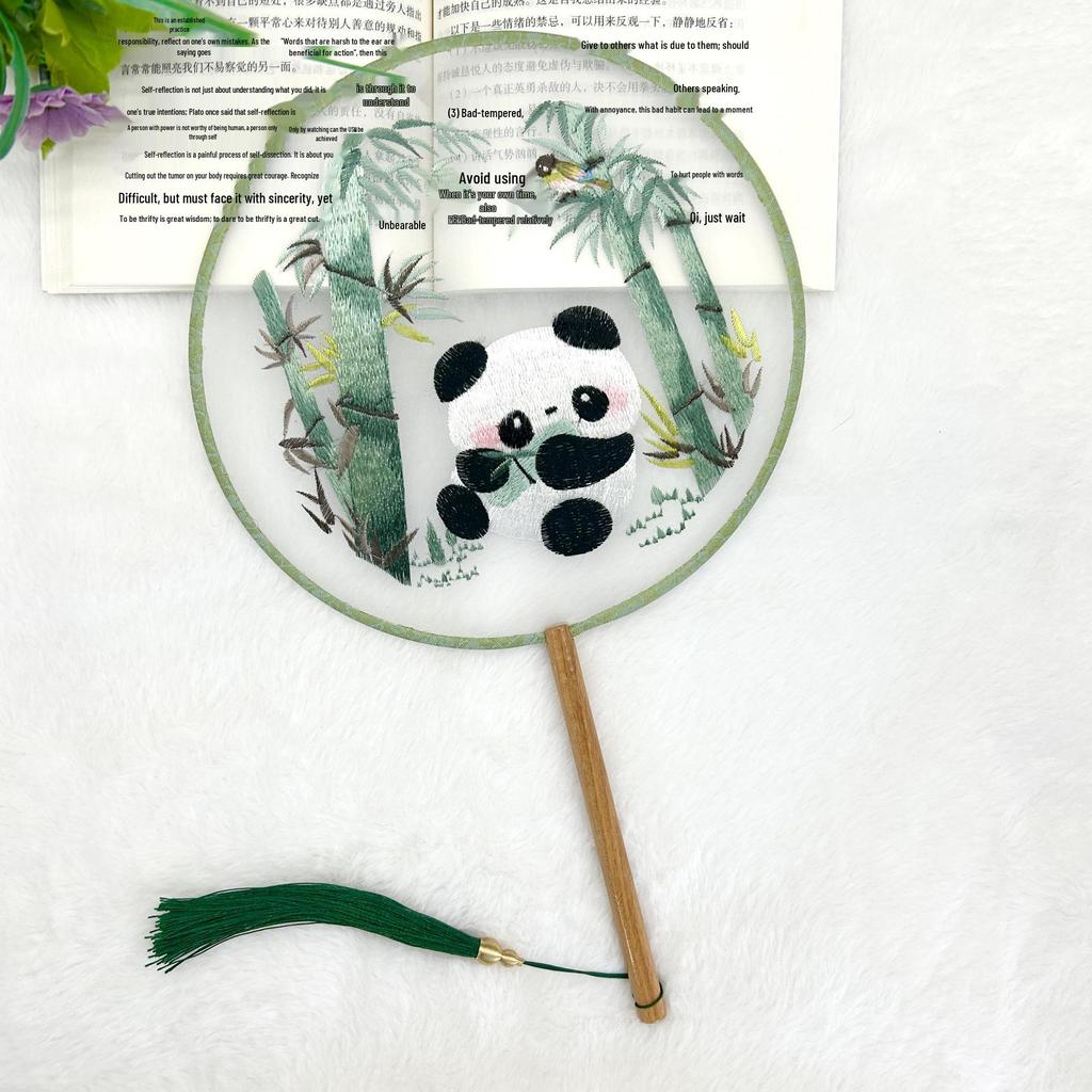 Ancient Style Single-Sided Suzhou Embroidery Dance Fan