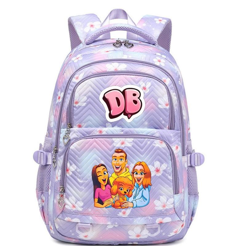 Cute Cartoon Character Print Backpack Girls School Use Large Capacity Nylon Student Bag With Padded Curved Straps