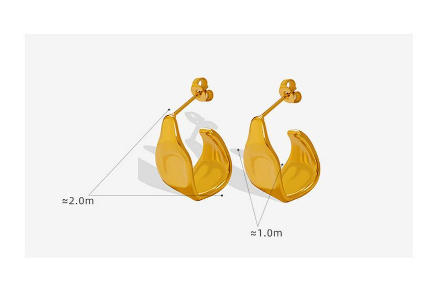 European Irregular C-shaped Geometric Gold-plated Titanium Steel Stud Earrings