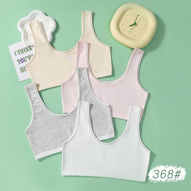 Girls' Thin Cotton Training Bra for Elementary Students - Sports, Anti-Nipple Show, Early Development, Single Layer