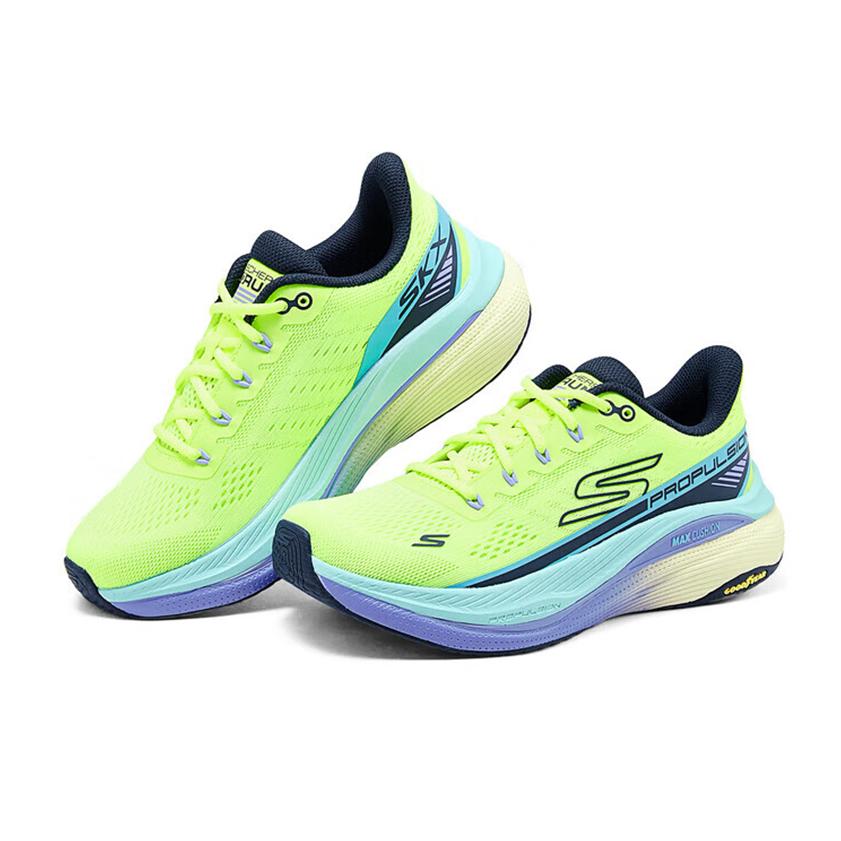 Skechers Maksymalna amortyzacja Napęd Modne Codzienne Niskie Buty Lifestyle Damskie Sneakers Zielony Niebieski 128901-LMNV