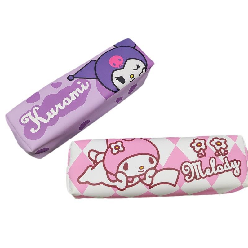 2026 NEW Sanrio Cartoon Kitty Pen Bag Kulomi Student Cute Stationery Bag Square Children's Learning Supplies Storage Bag