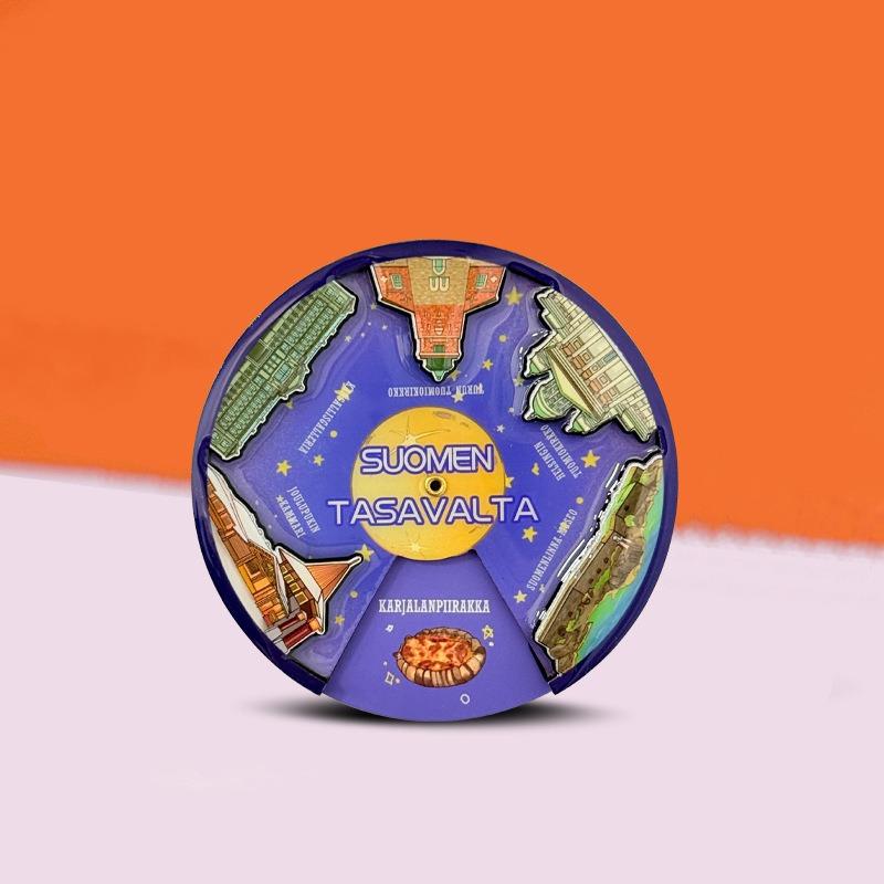 European Wooden Rotating City Fridge Magnet Creative Travel Souvenir Refrigerator Magnet Decoration Gift For Tourists Home Decor