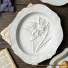 French Embossed Ceramic Plate for Western Cuisine: Perfect for Steak, Vegetables, Fruit, and Breakfast. Beautiful Tableware for Any Meal.
