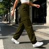 Women's Fashion High Waist Cargo Pants Color Loose Fit Casual Joggers with Pockets for Everyday Wear