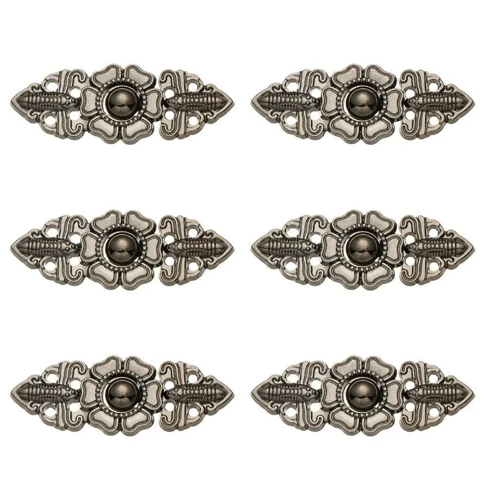 6 Stück Retro Schalspange Strickjacke Verbindungsverschluss Metallknöpfe Umhang Umhangverschluss Cheongsam Schnalle
