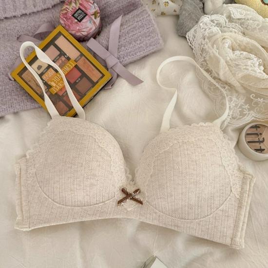 

Клубничный моти кружевной отделкой цветочный комплект нижнего белья с беспроводным бюстгальтером для женщин L 36/80 AB белый