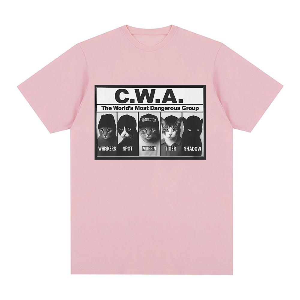 Vintage CWA The Worlds Most Dangerous Group Funny Cat Meme Graphic T Shirts Fashion Short Sleeve T-shirt Casual Cotton T-shirts