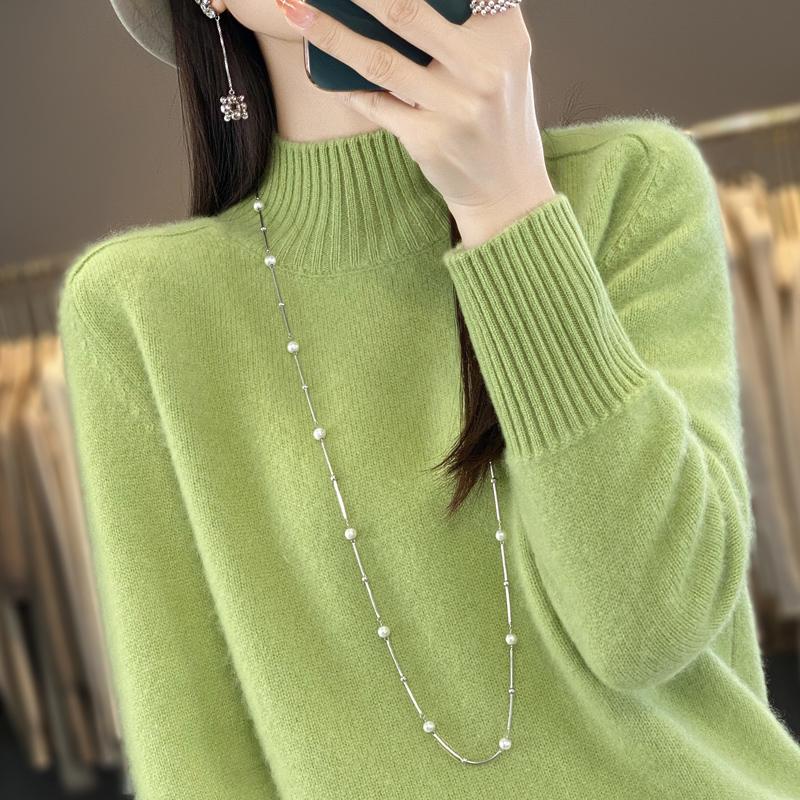 

Женский кашемировый свитер Qinghe кашемир 30% кашемир 70% шерсть осенне-зимний пуловер теплый и модный XL ярко-зеленый