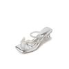 Fashion French Elegant High Heel Slippers Ladies New Outdoor Wear Summer Fashion Crystal Butterfly Thick Heel Sandals Clip Toe Slippers