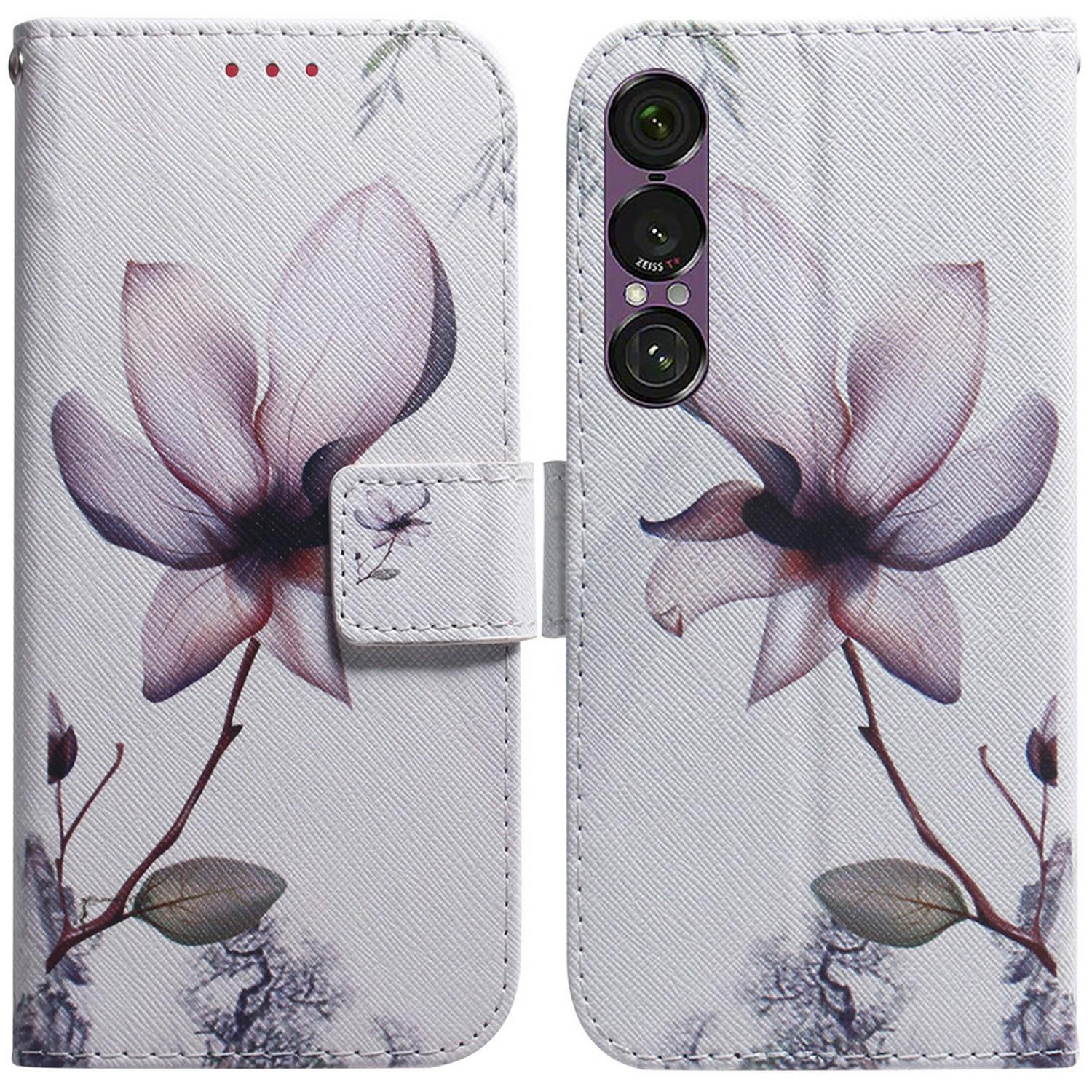 

Чехол-книжка для Sony Xperia 1 VII с принтом, кожаный чехол для телефона Pink Flower