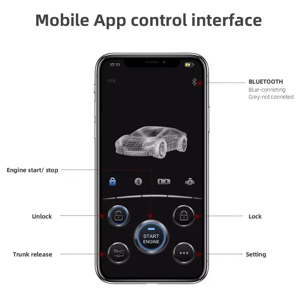 Car Remote Start Stop Kit Bluetooth Mobile Phone APP Control Engine Ignition Open Trunk PKE Keyless Entry Car Alarm