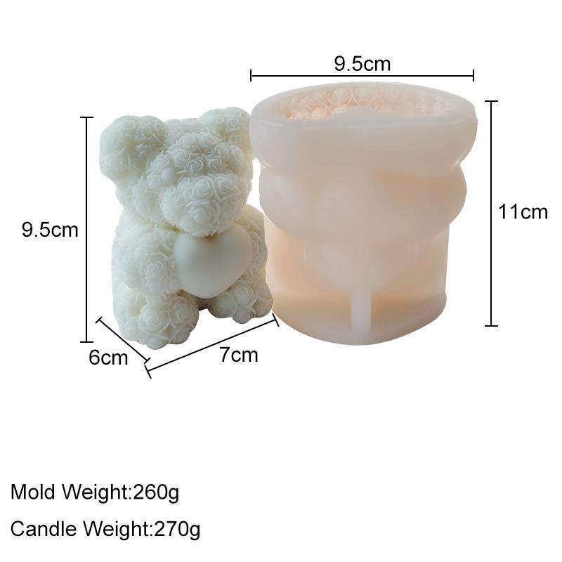 

DIY Bear Candle Mold Flowers Foam Love Bear of Roses Candle Mould Chocolate Candy Cake Decor Mold for Wedding Valentine s Day