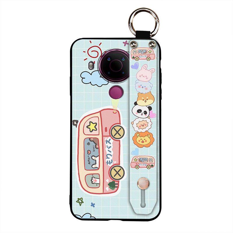 Fashion Design Phone Holder Phone Case For Nokia 5.4 Wrist Strap Cartoon Lanyard Protective Anti-knock Anti-dust Ring