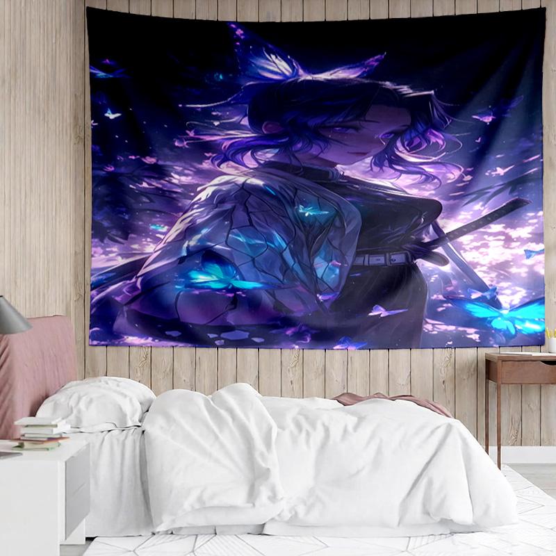 Demon Slayer Shinobu Kocho Tapestry for Bedroom Aesthetic Classroom Tapestries Wall Hanging for Living Room Dorm Office,Ideal Creative Gift