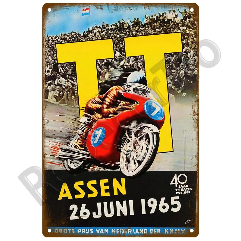 TT Races Vintage Wall Poster Vintage Retro Wall House Restaurant Decoration Plaque Metal Wall Decor Art Metal Sign Tin Sign ISLE
