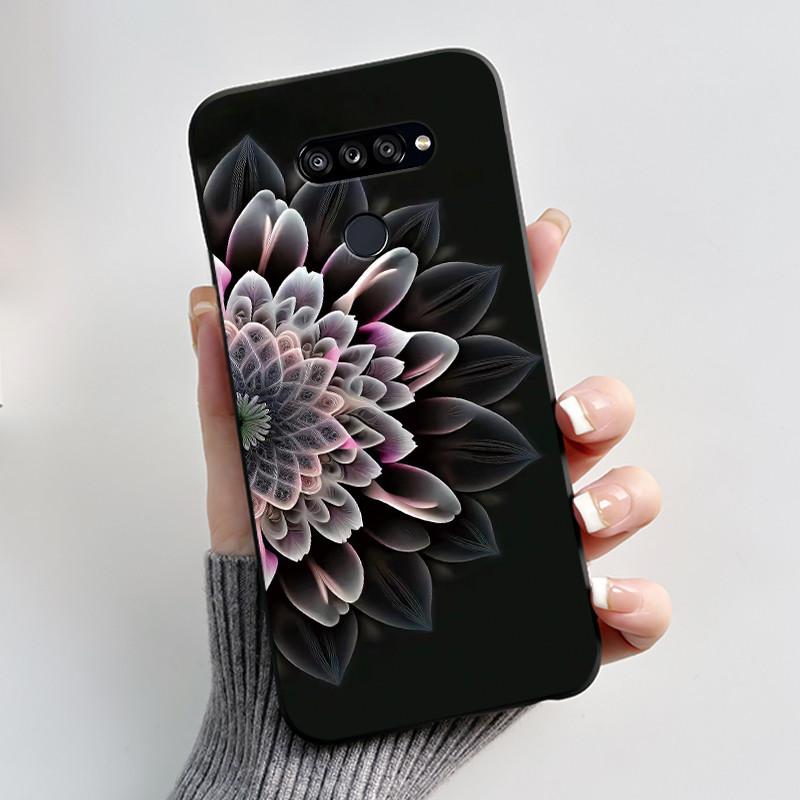 Soft Shockproof Phone Case For LG K50S Bumper Silicone Black Case New Design Viral Pattern Koi Shell Cute Colorful Cover