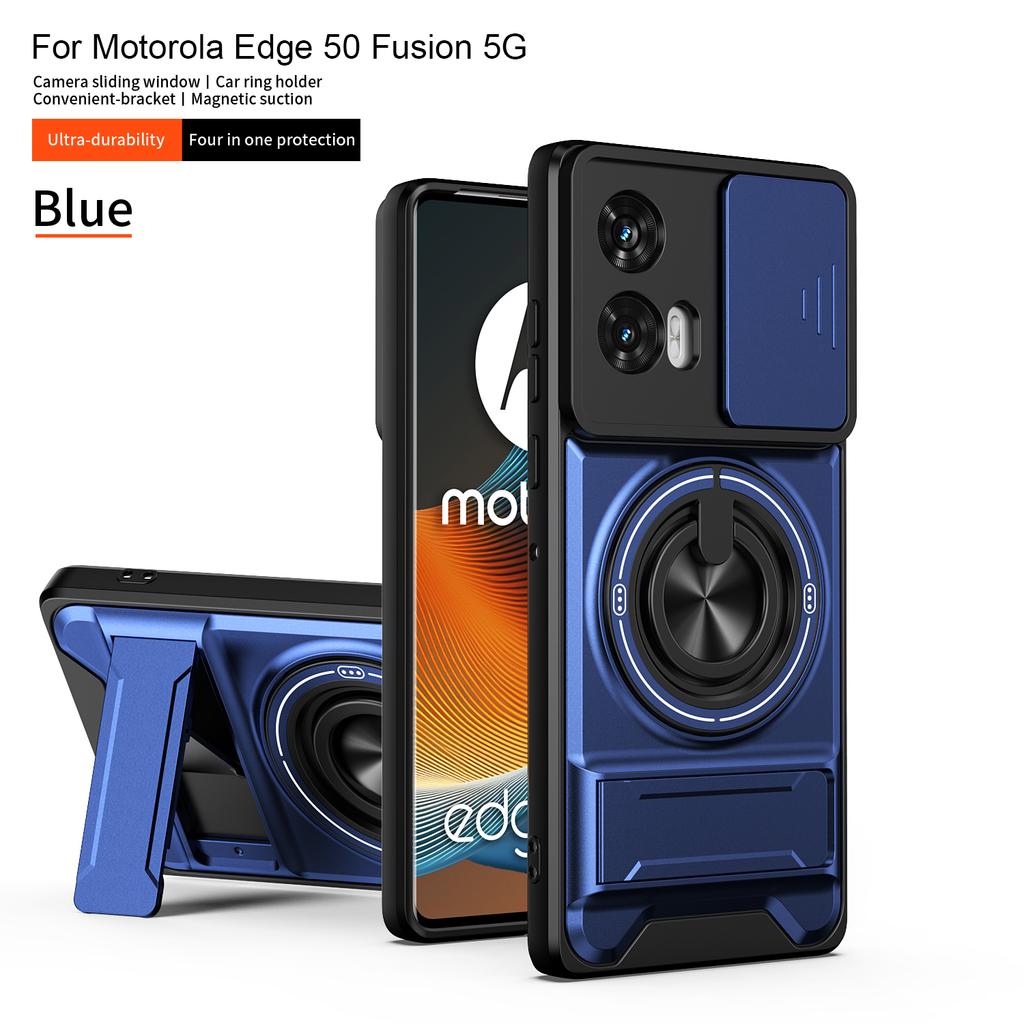 For Motorola Edge 50 Fusion Case Moto Edge 50 Fusion Cover Magsafe Magnetic Fold Holder Military Armor Camera Protection Cover