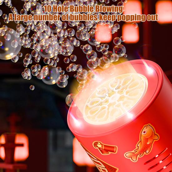 Sparking Bubble Machine 10 Holes Dense Bubbles LED Colorful Lights Battery Operated Portable No Leak Bubble Blower for New Year Holiday Party Toys