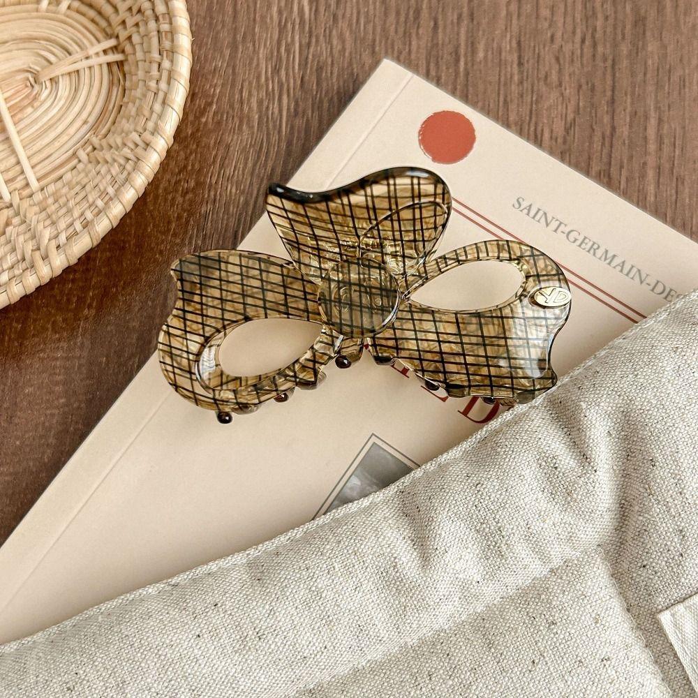 Retro Bowknot Barrettes Sweet French Shark Clip Vintage Bow Acetic Acid Hair Claw  Daily