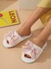 Cute Winter Indoor Home Warmth Thick-soled Non-slip Bow Slippers