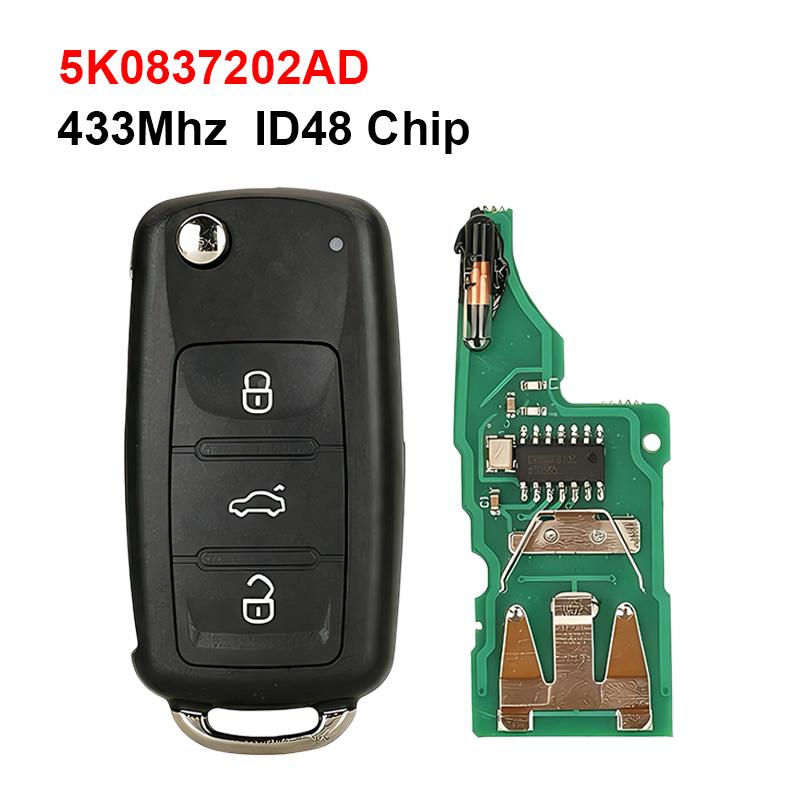 ABCD1 Car Remote Key Chip ID48 5K0837202AD Immobilizer Chip Replacement For VW Passat Polo Golf Jetta Tiguan Caddy Beetle Skoda Seat
