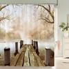 Scenery 3D Bathroom Curtains Natural Landscape Printed Shower Curtains With Hooks Home Decoration Waterproof Fabric Bath Screen