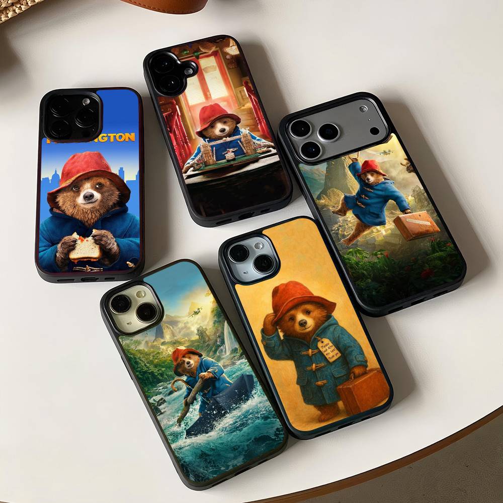Cute P-Paddington B-BearS Hard Plastic Phone Case For Iphone 17 Air 16 15 14 13 12 11 Pro Max PC TPU Ins Case