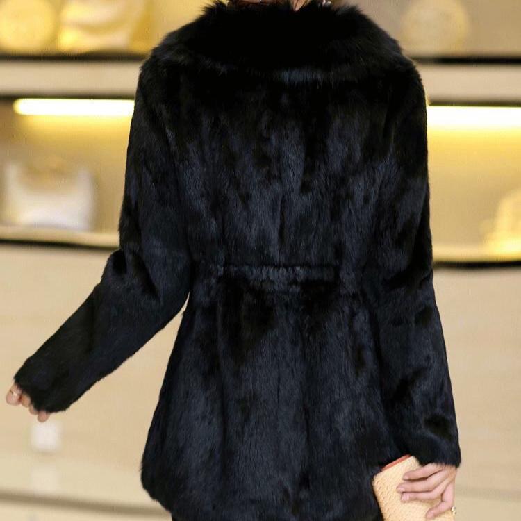 Top Quality M-6XL Oversize Jacket Chic and Elegant Women Fuax Fur Coat Very Warm Windproof Faux Mink Fur Mom V-neck Outfit