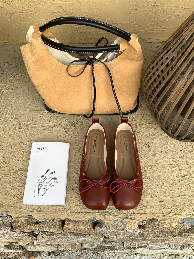 IPPEUM Туфли Мэри Джейн Красная ПУ кожа Круглый носок Кавайные балетки Женские 225 красный