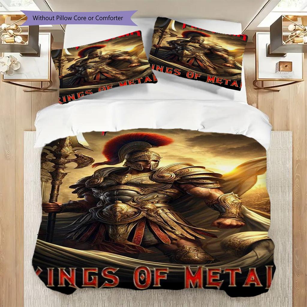 Epic Warrior Ascends Flames Bedding (1 * duvet cover + 2 * pillowcase, without core) 2D Flat Duvet cover and pillowcase Soft and comfortable