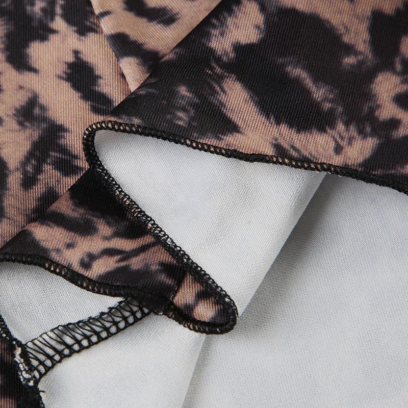 Women's Fashion Sexy Halter Leopard Print Lace Patchwork Receiving Waist Slimming Dress