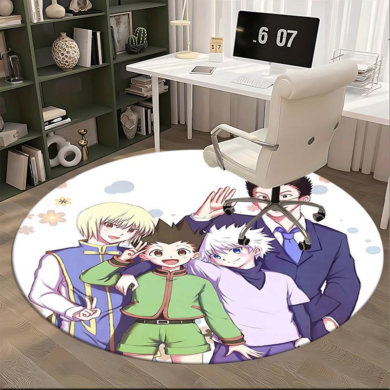 1pc Hunter x Hunter Anime Cartoon Design Round Carpet - Office Chair Mat, Non-Slip Rug for Home Decor, Living Room, Bedroom