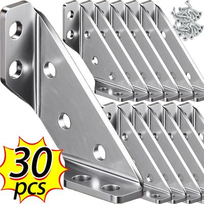 Metal Furniture Corner Bracket with Screws Stainless Steel Furniture Angle Shelf Connector Cabinet Support Fixing Frame Brace