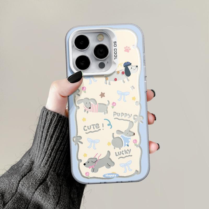 Applicable to Apple 11Promax Color Silver 11 New Trendy Creative Personality Niche Premium Yellow and Blue Puppy Mobile Phone Case
