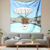 We Bare Bears Grizzly Panda Ice Bear Parachuting Cartoon Wall Tapestry Sky Bridge Decor for Kids Room Nursery Dorm