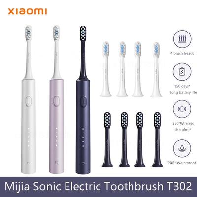 Brosse à Dents Électrique Sonique Mijia T302 3 couleurs 4 Têtes de Brosse IPX8 Étanche Charge Sans Fil 360° 4 Modes Nettoyage des Dents