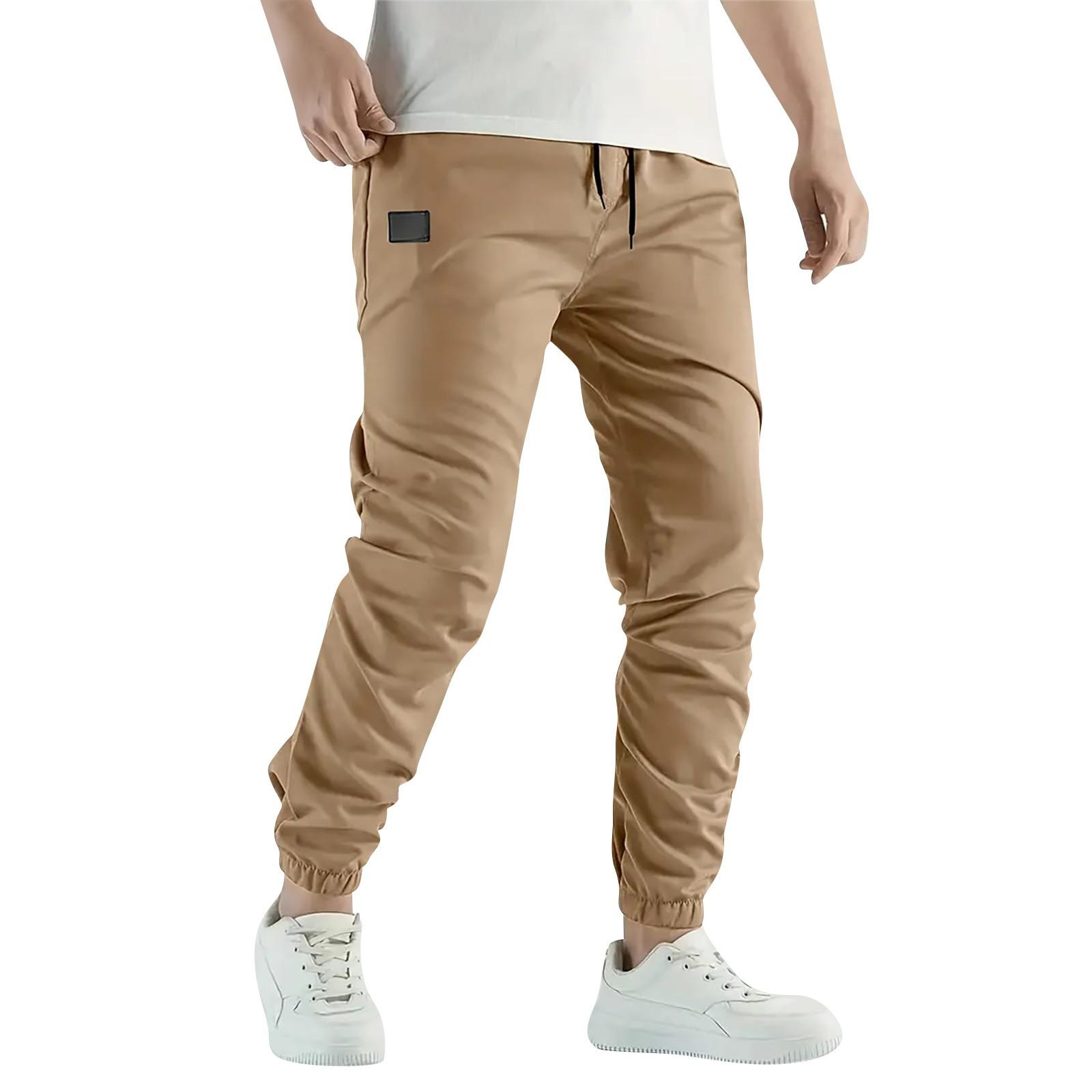 Mens Pants - Cargo Pants For Men Outdoor Athletic Pants Drawstring Hiking Pants With Pockets XL верблюд