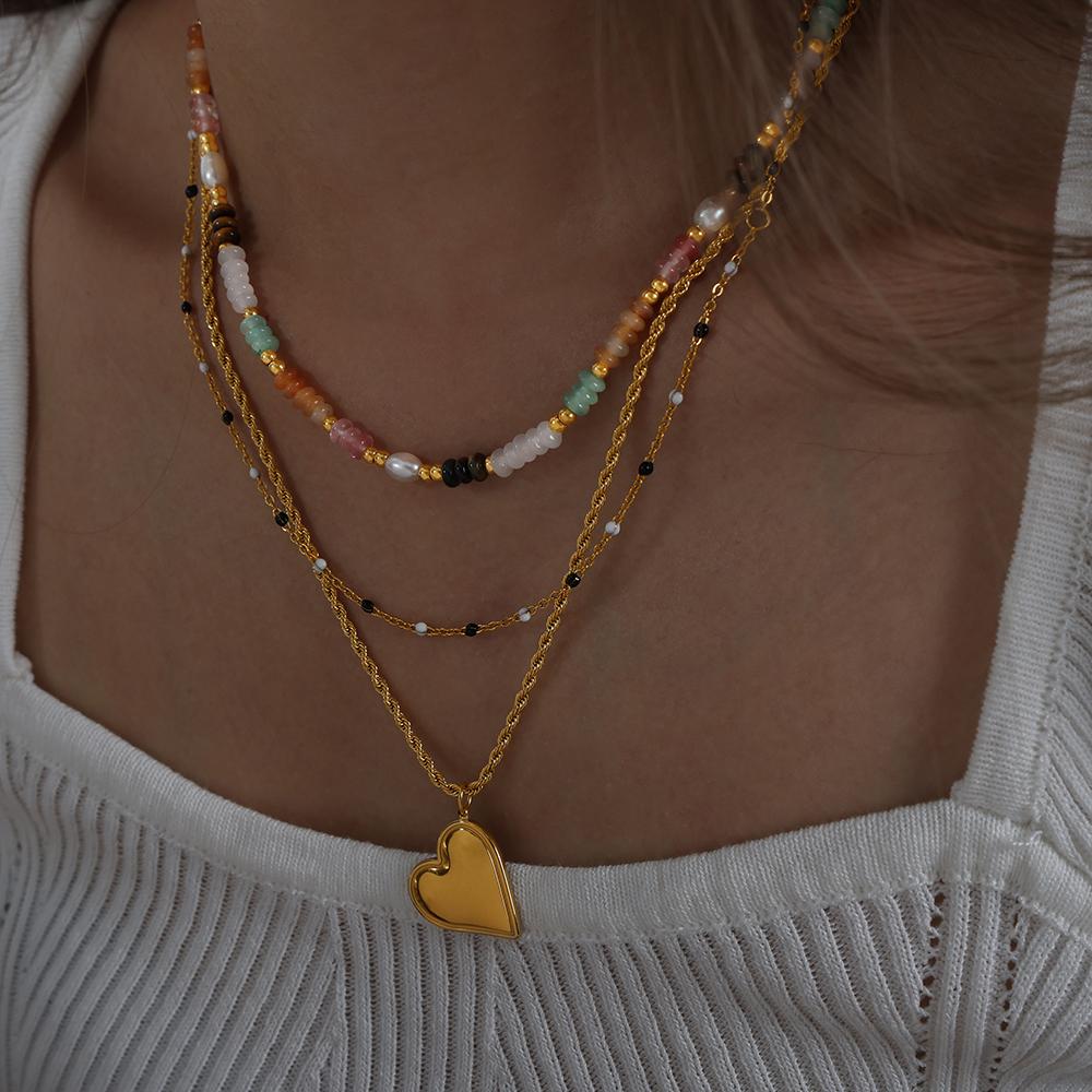 Freshwater Pearl Necklace for Women Colorful Natural Stone Beaded Chain Bohemian Fashion Zircon Girl Gift Wholesale