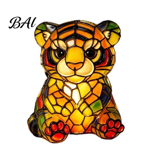 Unique Animal Shaped Desk Light Vintage Stained Glass Style Lamp, Cute Night Light, Decorative Cozy Warm for Reading Lamp Bedroom Bedside Kids