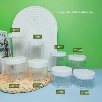 Barattolo per Alimenti in PET Trasparente a Bocca Larga - 100ml, 200ml, 300ml, 500ml - Ideale per Creme e Polveri