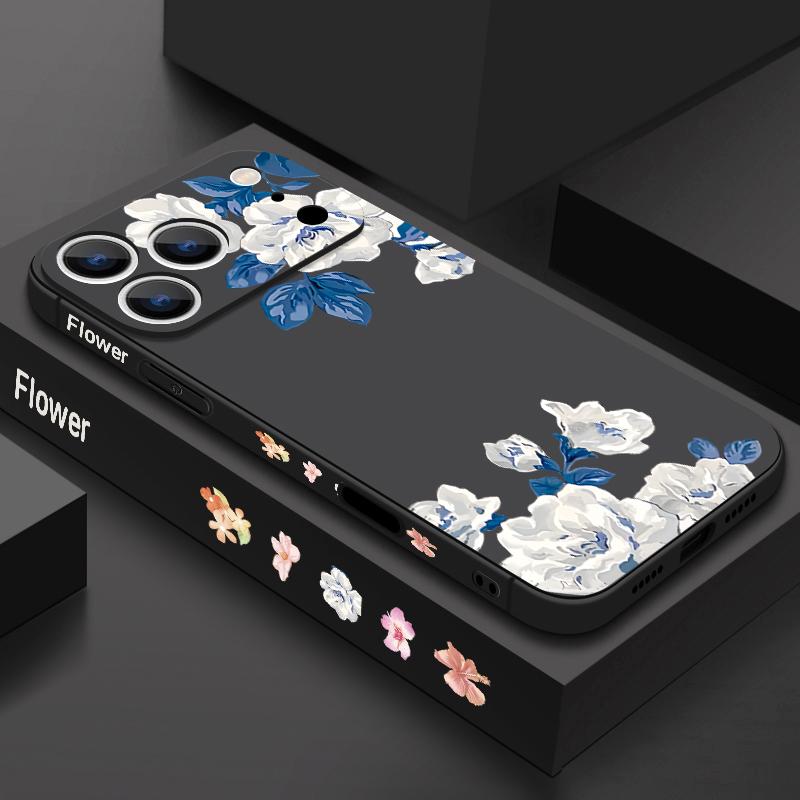 For iPhone 17 Pro Max Case White Gardenia Floral Pattern TPU Silicone Soft Cover For iPhone 16 Pro Max 15 14 13 12 11 16E Air