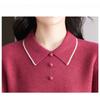 Autumn/Winter New Women's Sweater POLO Collar Knitted Top Large Loose Collar Pullover Stylish Bottom Shirt