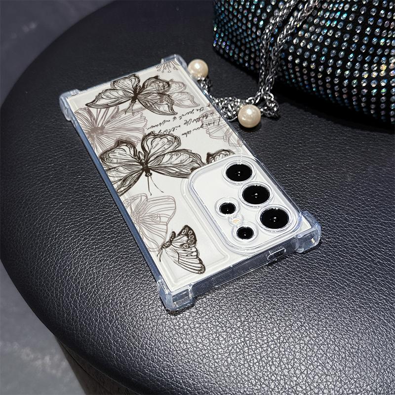Pink Dreamy Butterfly Phone Case for Samsung A20s A21s A23 A24 25 26 31 32 32 33 34 35 50 51 52 53 54 73 Transparent Soft Covers