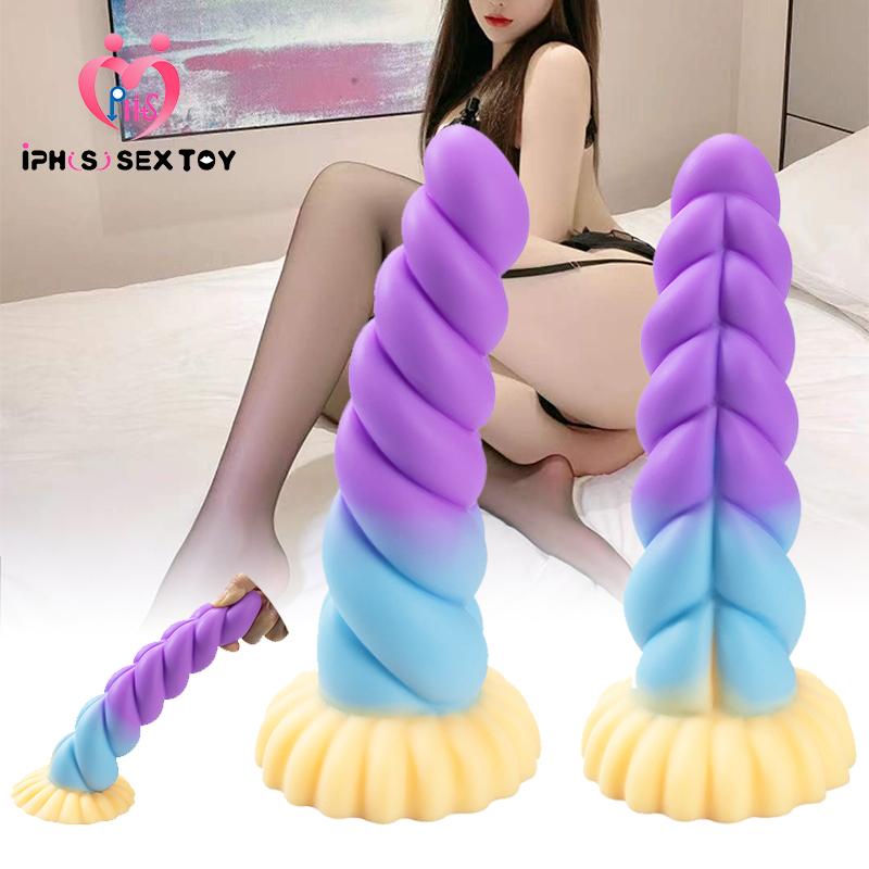 Hanfseil Analstöpsel geformt Silikon Penis Mischfarbe weibliche Simulation Masturbation Gerät Saugnapf Sex Spielzeug