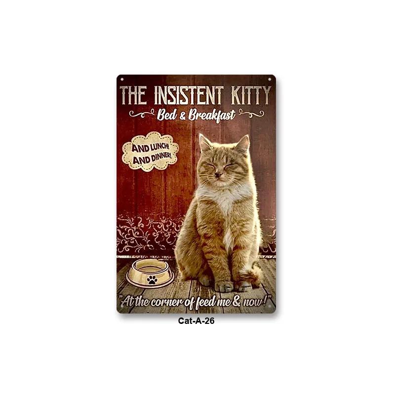 Metal Tin Sign Vintage Anime Animal Black Cat Poster Shabby Wall Plate Signs Crafts Garage Home Decor Plaques Tinplate Painting