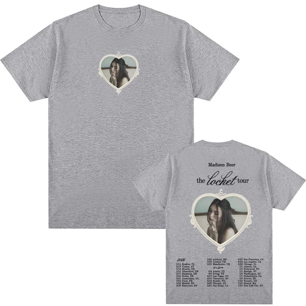 Y2K Fashion Tops Madison Beer Locket Merch T Shirts Summer Cotton Tshirt Casual Loose Tees Print Clothes Round Neck Streetwear