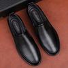 Men's Large Slip-On Leather Casual Shoes – Soft Sole, Breathable Cowhide, Ideal for Driving, Comfortable Dad Style